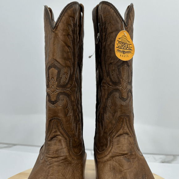 Corral Men's 10 D Brown Embroidered Narrow Square Toe Boots A4229 - Picture 12 of 16